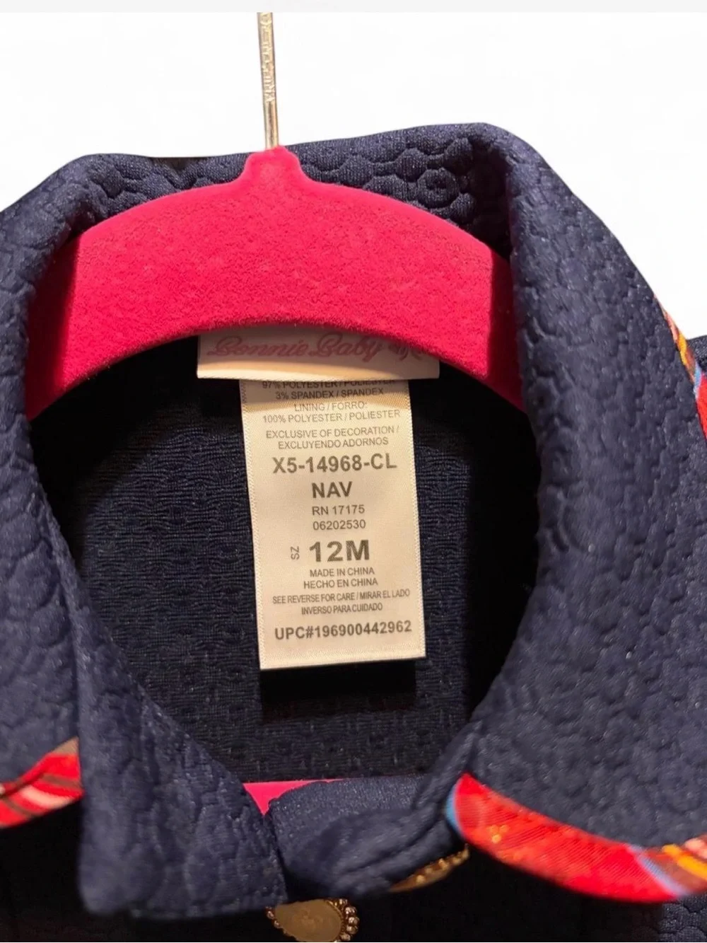 Bonnie Baby Navy Pea Coat with Red Trim